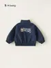 Ropa infantil Youbao, chaqueta infantil con cuello alto, top elegante para niño pequeño, ropa informal holgada para niños, abrigo liso para niño