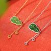 Yuebao Jewelry S925 Prata Esterlina Banhado A Ouro Hetian Jasper Novo Estilo Chinês Vintage Estilo Nacional Fulu Gourd Colar Conjunto Corrente