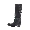 Botas Apilables Doble Uso Desmontables para Otoño/Invierno 2026 con Tacón Grueso y Suela Gruesa, Botas Largas Hasta la Rodilla, Botas de Jinete Adelgazantes Vintage