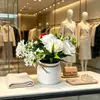 Artículos Populares Transfronterizos: Adornos de Planta en Maceta Pequeña de Cuerda de Cáñamo con Fruta Rojo Rosa, Decoración de Jardín y Patio, Decoraciones de Bonsái con Flores Artificiales y Plantas Verdes