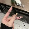 Armação de Óculos Danyang Elegante Liso Emagrecedor Poligonal Anti-Luz Azul Ultra-Leve Aro de Titânio Puro Sem Aro Borda Cortada para Miopia para Mulheres