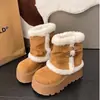 Botas de nieve peludas con plataforma, que aumentan la altura, para mujer, nuevo estilo invierno 2026, versátiles, adecuadas para mujeres petite, forradas de fleece, cálidas, botines de algodón