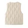 Colete matelassê de cor sólida, versátil, quente e grosso para mulheres plus size, perfeito para o inverno