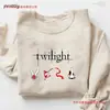 Sudaderas y Sudaderas con Capucha Crepúsculo para Mujer Casual Estampado Saga Crepúsculo Sudadera de Cuello Redondo Amantes de los Libros Manga Larga