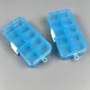 Caixa Organizadora de Plástico Azul Transparente com 10 Compartimentos e Travas Brancas, Organizador Portátil para Brincos, Anéis, Pulseiras e Colares