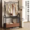 Simple estante móvil de doble capa, perchero de pie para dormitorio, perchero doméstico temporal, tendedero para pantalones, tendedero de balcón