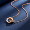 Colar Roman Double Ring para Mulheres, Colar de Aço Titânio, Toque de Luxo Leve e de Alta Qualidade, Corrente da Clavícula, Corrente de Suéter, Pingente, Corrente de Pescoço, Joia