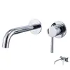 Torneira de parede oculta de latão para água quente e fria, design simples embutido, aço inoxidável 304
