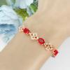 Pulsera de moda de trébol de cuatro hojas de rubí chapada en oro de 18 quilates, pulsera de diamantes de piedra preciosa colorida de moda Morning Glory