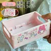 Caja organizadora de escritorio estilo japonés, con diseños de Cinnamoroll y Kuromi, mini caja de almacenamiento plegable, canasta para papelería y artículos varios