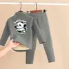 Conjunto de Ropa Interior Térmica para Niños con Forro Polar y Terciopelo Alemán Espesado Ropa de Casa Ropa de Otoño para Bebé y Pantalones Pijamas para Niños y Niñas