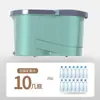Mopa doméstica con limpieza en un paso, mopa escurridora giratoria de acero inoxidable, lavado sin manos, cubo de mopa de doble accionamiento