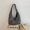 Bolsa Tote de Lona Estampa de Leopardo Estrela Estilo Coreano Feminina Retrô Preguiçosa Casual Versátil Grande Capacidade Bolsa de Ombro para o Trabalho Feminina