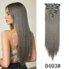 Set de Siete Piezas de Extensiones de Cabello Clip-In Europeas y Americanas para Mujeres, 16 Piezas de Cabello Clip-In, Cabello Largo Liso de Seda de Alta Temperatura, Set de 7 Piezas de Extensiones de Cabello