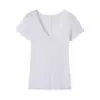 Ins Transfronterizo Europeo y Americano 2026 Nueva Moda Elegante Amazon Ropa para Mujer Al por Mayor Cuello en V Manga Corta Color Sólido Ajuste Delgado Top