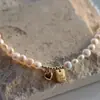 Collar de Perlas de Agua Dulce Natural Barroco Retro Francés para Mujer Verano Ins Lujo Ligero Gama Alta Cadena para Clavícula con Inyección de Oro de 14K