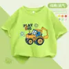Camiseta de Manga Curta Algodão Puro Roupa para Meninos Novo Estilo Verão 2025 para Crianças Maiores, Camiseta Estilosa para Meninos com Estampa de Desenho Animado Top t