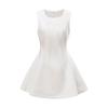 Vestido Francés de Cuello Redondo Sin Mangas con Cintura Plisada Corte A Vestido Chaleco Verano Nuevo Ajustado Color Puro Sexy Falda Corta
