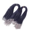 2.0/1.5mm Fabricantes coreanos de cordón de cera al por mayor collar de joyería de cordón de cera coreano negro con colgante de cuerda con cadena