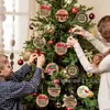 24 Pçs Enfeites de Madeira para Pendurar de Natal Discos de Madeira Redondos Anão de Natal Boneco de Neve Árvore de Natal Decorações de Pendurar Rústicas