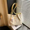 Bolsa de Lona para Comércio Exterior Feminina, Grande Capacidade, Novo Estilo Primavera 2026, Bolsa de Ombro, Moda Casual, Estilo Coreano, Bolsa Tote de Alta Estética