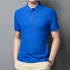 Nueva camiseta de manga corta de verano para hombre, polo de algodón fino de negocios con cuello para hombre