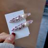 Corea del Sur Pinza Lateral Rosa Dulce con Pedrería Lindos Accesorios para el Cabello Pinza Lateral para Flequillo Estilo Avanzado Pinza de Pico de Pato Accesorios para el Cabello para Mujeres