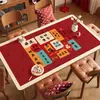 Mantel de Año Nuevo rojo, impermeable, a prueba de aceite, lavable, resistente al calor, tapete para mesa, mantel para mesa de centro con ambiente del Año del Caballo, tapete protector de escritorio
