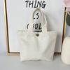 Bolso de Mano de Lona de Color Sólido para Mujer, Simple y Portátil para el Trabajo, Bolsa para Lonchera, Bolsa de Almacenamiento de Gran Capacidad