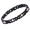 Pulsera magnética de moda europea y americana, superventas transfronteriza, lujo ligero, trébol de la suerte, aleación con incrustaciones de diamante, pulsera de joyería magnética de una sola fila para mujer