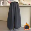 Pantalones Gruesos Forrados de Felpa para Niñas Mayores, Pantalones de Lana Estilo Coreano de Nueve Décimos de Pierna Ancha para Niñas, Pantalones Largos Casuales para Estudiantes de Secundaria