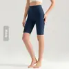 Shorts de Yoga de Cintura Alta com Cinco Pontos para Mulheres, Shorts de Ciclismo Justos Sem Costura Levanta-Bumbum, Shorts Elásticos de Comprimento Médio para Fitness Pilates Treino, Verão