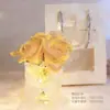 Lâmpada de Flor Rosa Famosa na Internet com Luz de Cristal e Base de Madeira Maciça, Dia dos Namorados, Festival Qixi, Decoração de Aniversário, Presente de Feriado