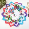 Pañuelo de Algodón Vintage para Mujer de 28 cm con Borde de Media Luna, Dobladillo a Mano, Toalla Cuadrada de Estilo Tradicional, Absorbente de Sudor, Pañuelo Pequeño de Algodón Puro
