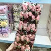 Lindo y Dulce Moño Rojo a Cuadros con Borlas 3D y Pequeña Cereza Lazo para Cola de Cabello Infantil para Niñas de Año Nuevo