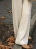 Pantalones anchos de punto adelgazantes con forma de pera para otoño e invierno de 2023, pantalones rectos casuales con cintura alta y drapeados gruesos