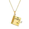 Collar de Acero de Titanio, Popular en Europa y América, Collar con Forma de Libro de Carta de Amor Grabada, Collar con Forma de Sobre de Carta de Amor Abrible, Cadena para Clavícula