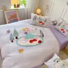 Juego de sábanas de cuatro piezas con forro polar y grosor extra, hecho de terciopelo de leche suave y cómodo, adecuado para dormitorios universitarios y habitaciones, un juego de ropa de cama de invierno de tres piezas