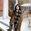 Bufanda de Mohair de Imitación Nueva Transfronteriza para Mujer, Estilo Europeo y Americano, Bufanda Chal Cálido de Barba Larga para Otoño e Invierno, Exportación Exportación Productos de Alta Calidad