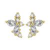 Pendientes pequeños de hojas combinables, frescos y exquisitos, de estilo japonés y coreano, de plata de ley s925 con diamantes brillantes y cristales de hielo, con pequeños agujeros en las orejas.