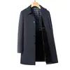 Casaco Trench Coat Masculino Transfronteiriço Primavera e Outono 2025 Comprimento Médio Espessado Lapela Luxo Casual de Negócios Jaqueta Quente para Homens Jovens e de Meia-Idade
