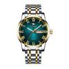 JLANDA Jinfengda Explosiones Correa de Acero Fino Redondo Cuarzo Genuino Doble Calendario Negocios Casual Reloj J6601