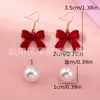 2 Pares de Elegantes y Modernos Pendientes de Terciopelo con Lazo Rojo Estilo 2024 Set de Pendientes Sencillos de Felpa