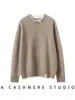 Suéter de Cachemira con Dobladillo Dividido de Siete Agujas, Cuello de Doble Capa, Aspecto de Dos Piezas, Cuello Redondo para Mujer, Tejido Casual Versátil para Usar en Capas o como Prenda Exterior