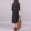 Vestido Camisa Midi de Algodón Puro a Cuadros Estilo Coreano Suelto con Bolsillos de Solapa y Mangas Largas para Mujer Otoño 2026