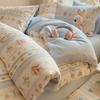 Conjunto de Cama de Algodão Puro Desenho Animado Quatro Peças 100% Algodão Doméstico Dormitório Estudantil Capa de Edredom Lençol Jogo de Cama Três Peças