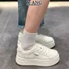 Piel de Vaca de Primera Capa Suela Gruesa Zapatos Blancos Punta Redonda Con Cordones Zapatos de Tabla Otoño 2026 Nuevas Llegadas Zapatos Deportivos Casuales para Mujer Zapatos de Mujer