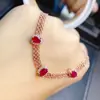 Venta al por mayor de fábrica Popular Pulsera de Rubí Natural con Incrustaciones de Plata S925 Piedra Principal 4*6 Joyería de Lujo Venta Directa de Fábrica