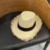 Sombrero de Paja Estilo Coreano Borde Crudo Jazz para Hombre Verano Viaje Paja Enrollada Protección Solar Sombrero de Paja Juventud Viaje Sombrero Casual