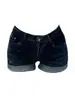 Shorts de mezclilla estilo americano para mujer con pedrería tipo 'hot girl', diseño de nicho de verano, corte ajustado, tiro bajo, que realzan la figura, ceñidos a la cadera, elásticos, hot pants